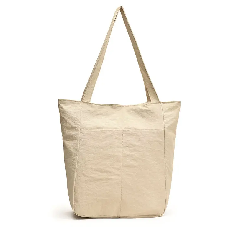 Large Capacity Beige Fabric Tote Bag for Women