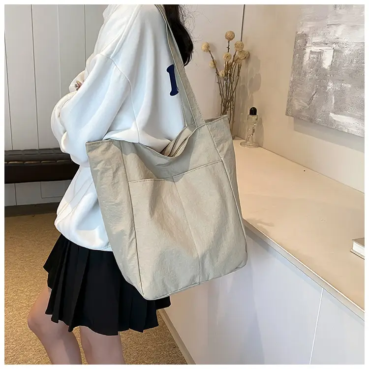 Large Capacity Beige Fabric Tote Bag for Women — feature 11