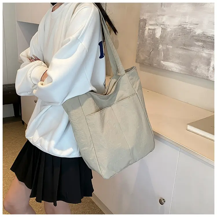 Large Capacity Beige Fabric Tote Bag for Women — feature 9