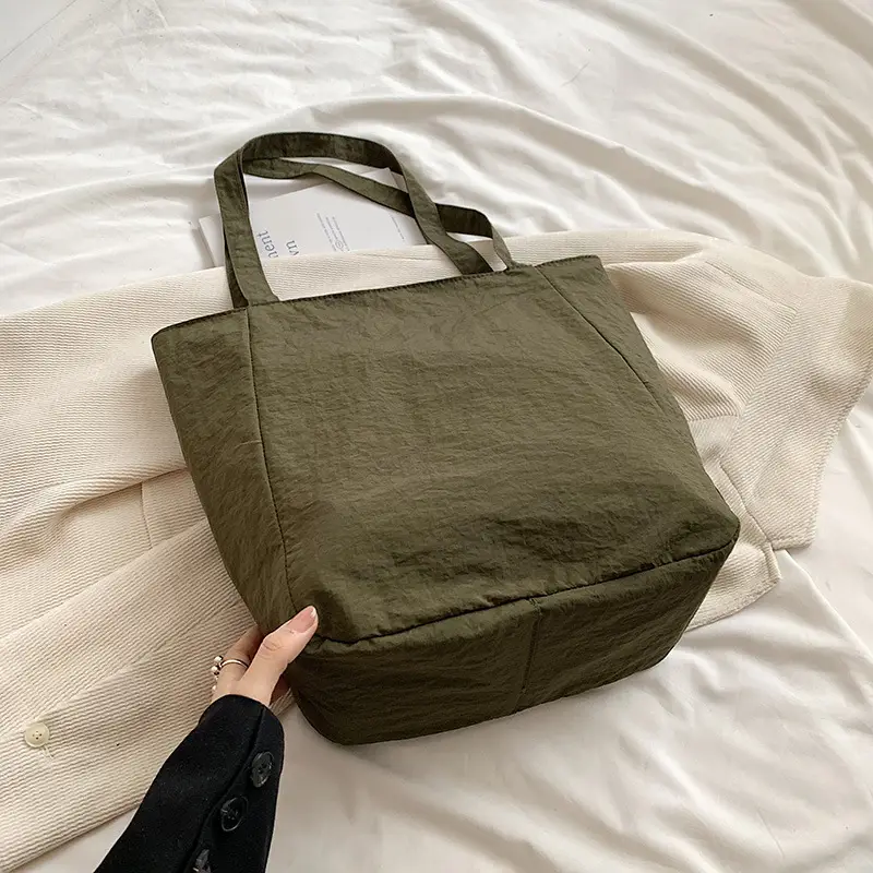 Large Capacity Beige Fabric Tote Bag for Women
