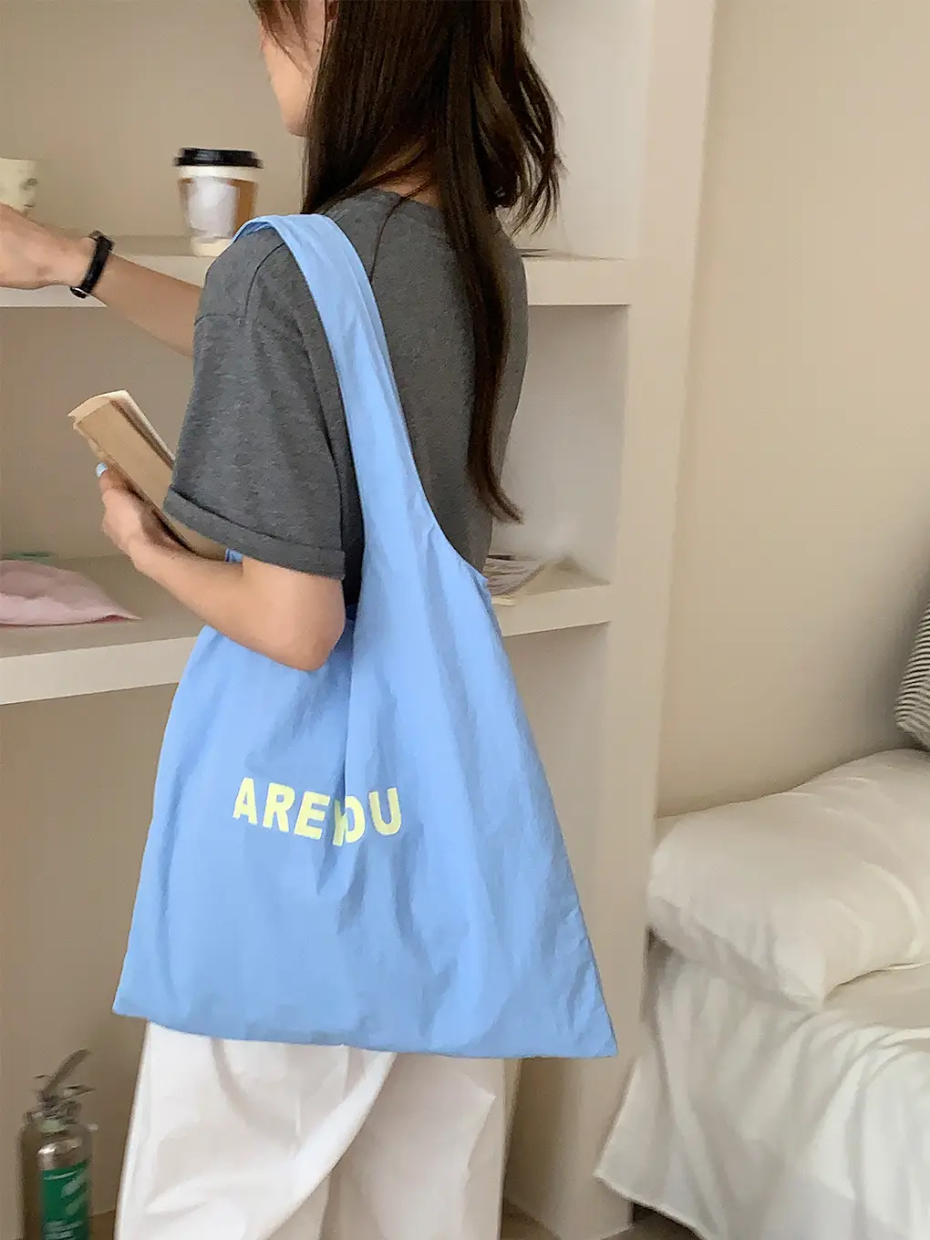 Fresh Summer Large Capacity Blue Shoulder Bag - Image 5