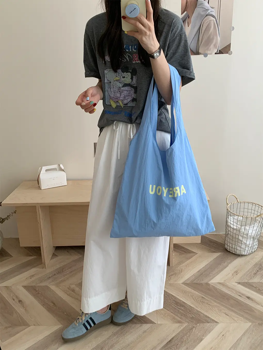 Fresh Summer Large Capacity Blue Shoulder Bag — feature 12