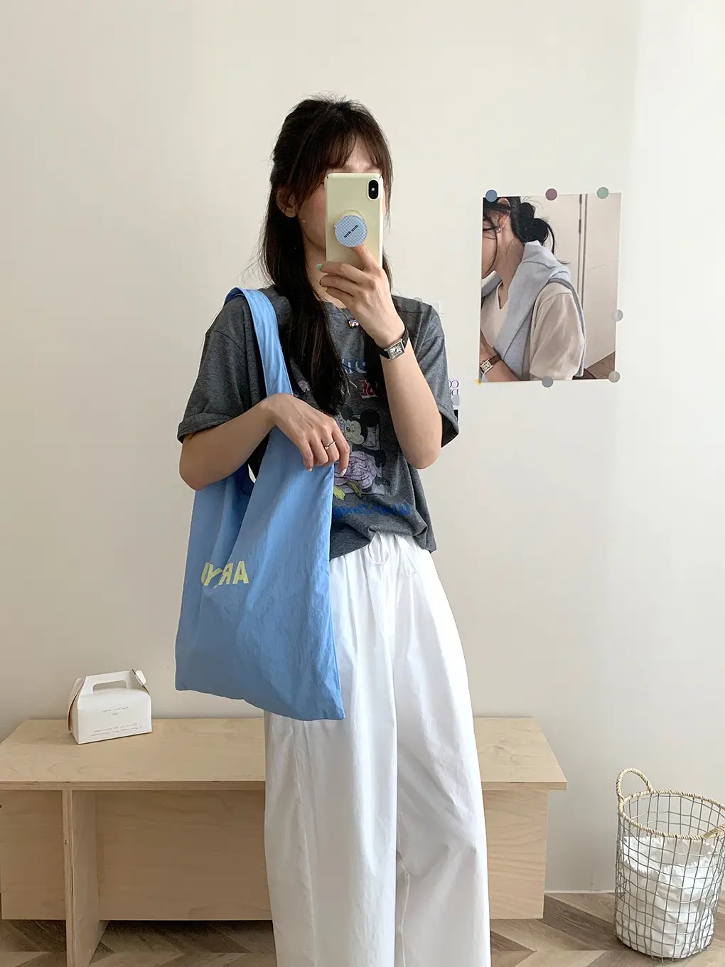 Fresh Summer Large Capacity Blue Shoulder Bag — feature 13