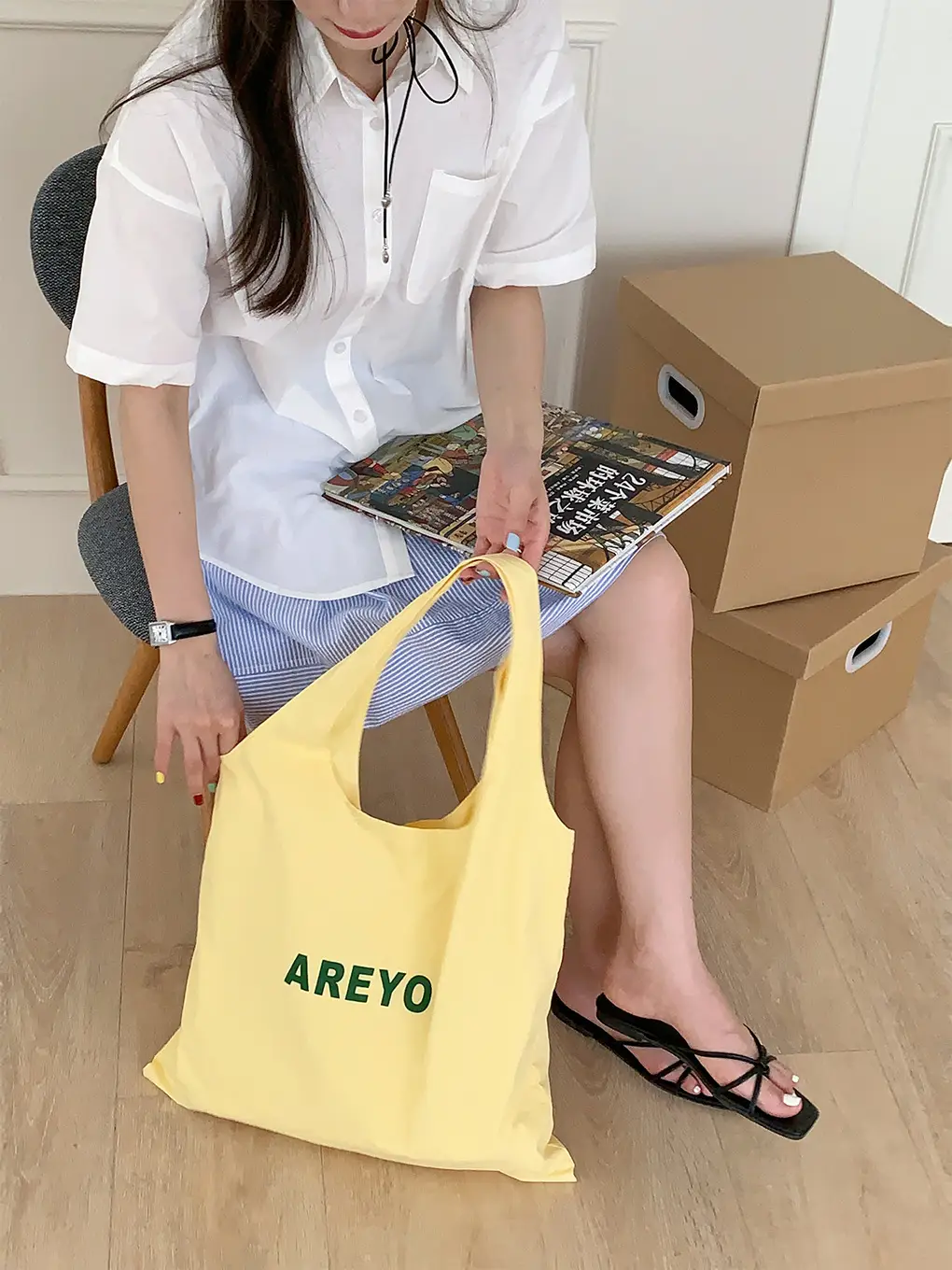 Fresh Summer Large Capacity Blue Shoulder Bag — feature 15