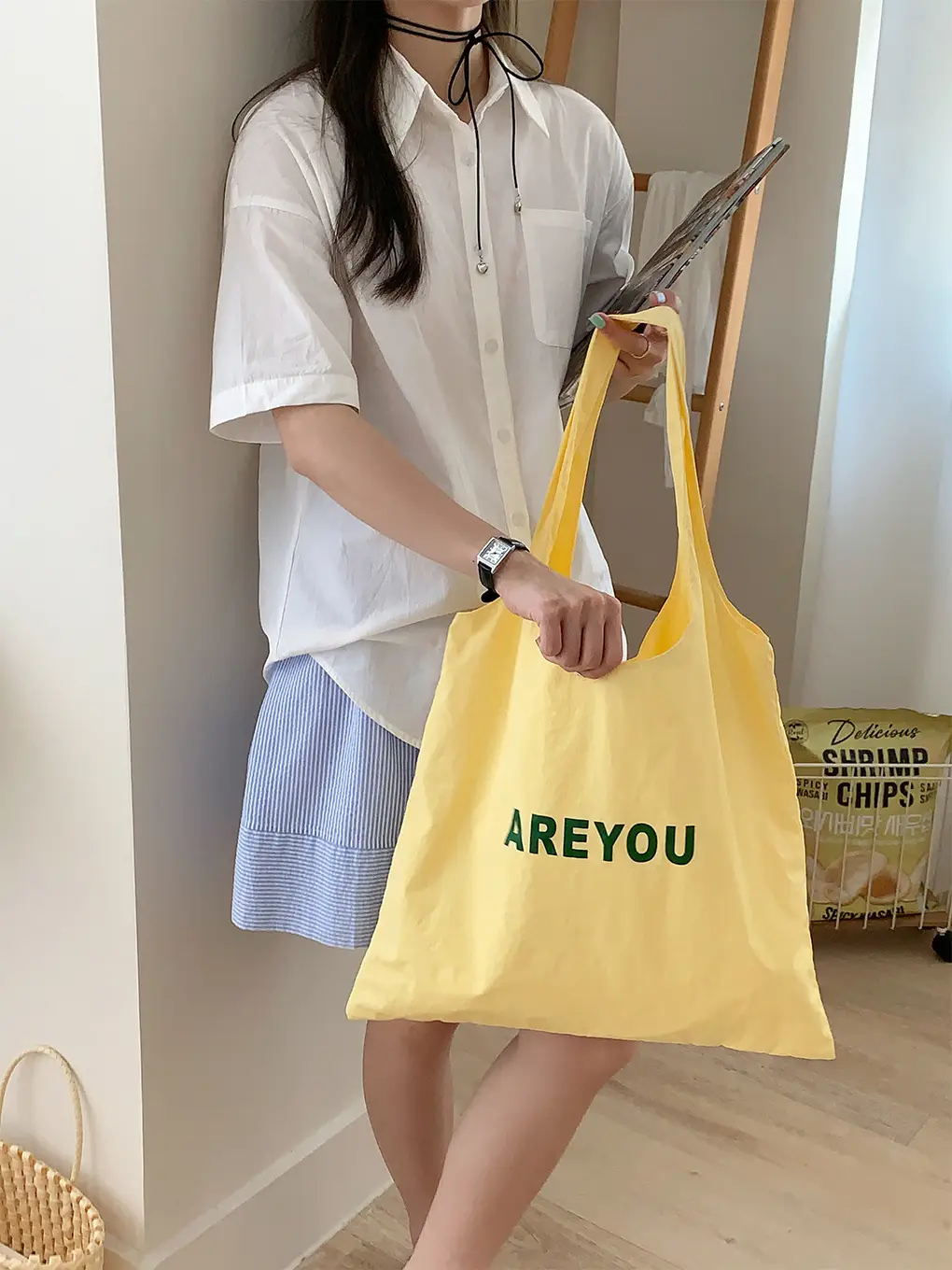 Fresh Summer Large Capacity Blue Shoulder Bag — feature 17
