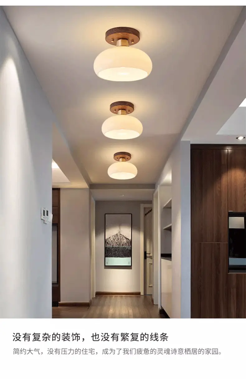 Corridor Light, Aisle Light, Light Luxury Walnut Brass Chinese Ceiling Light, Retro Wabi-Sabi Style Entrance Balcony Light — feature 11