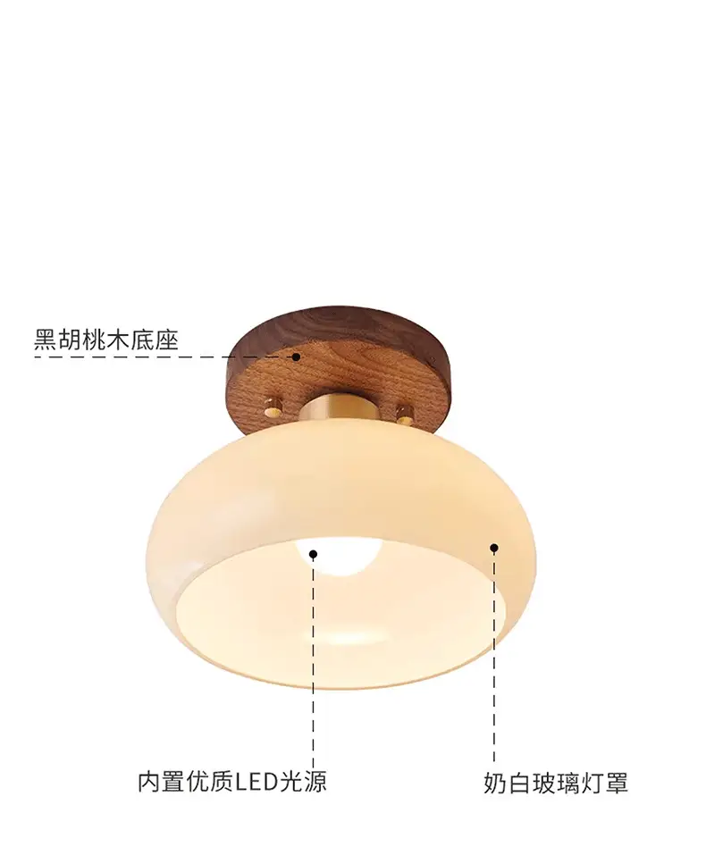 Corridor Light, Aisle Light, Light Luxury Walnut Brass Chinese Ceiling Light, Retro Wabi-Sabi Style Entrance Balcony Light — feature 16