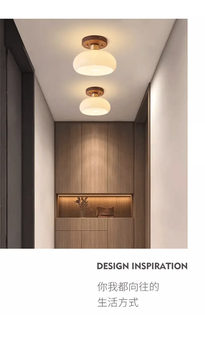 Corridor Light, Aisle Light, Light Luxury Walnut Brass Chinese Ceiling Light, Retro Wabi-Sabi Style Entrance Balcony Light — feature 7