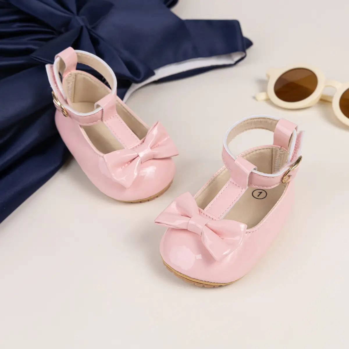 2024 Classic Baby Shoes Bow Patent Leather Bright Red White Black - Image 7