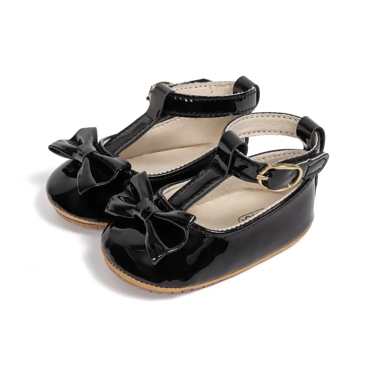 2024 Classic Baby Shoes Bow Patent Leather Bright Red White Black - Image 2