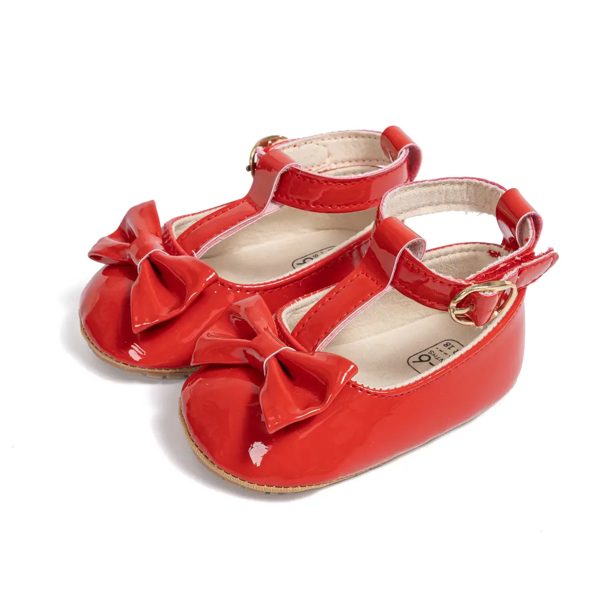 2024 Classic Baby Shoes Bow Patent Leather Bright Red White Black - Image 3