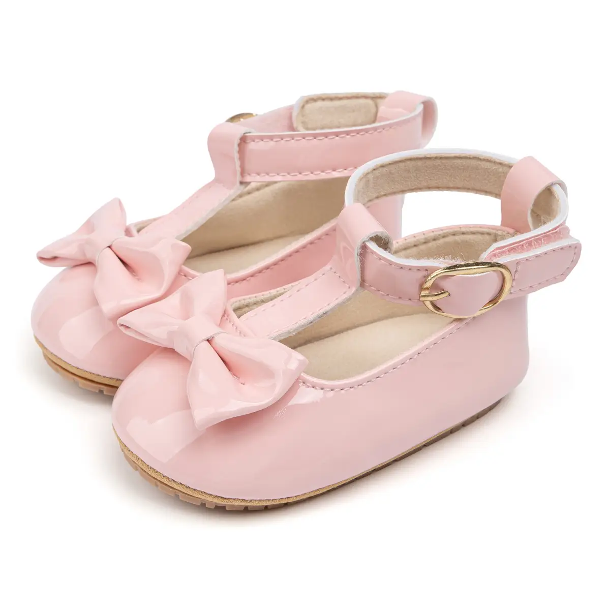 2024 Classic Baby Shoes Bow Patent Leather Bright Red White Black - Image 4