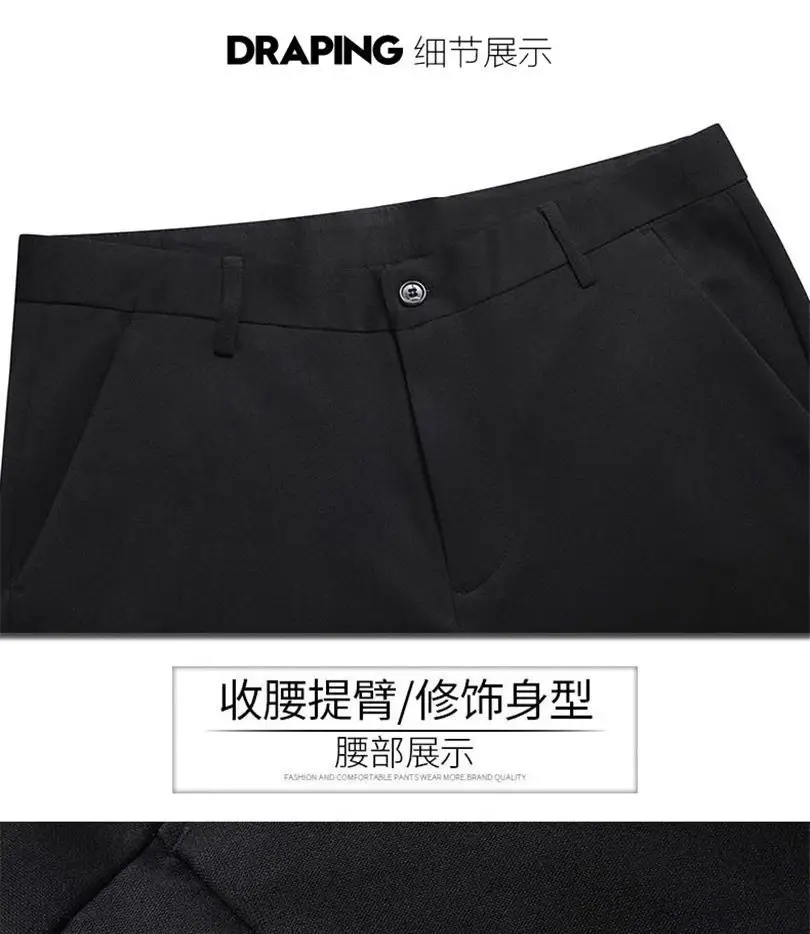 Cross-border Trade fleece-lined Men's Casual Pants Autumn and Winter Thick Loose Straight Anti-wrinkle Elastic Middle-aged Business Pants Long — feature 18