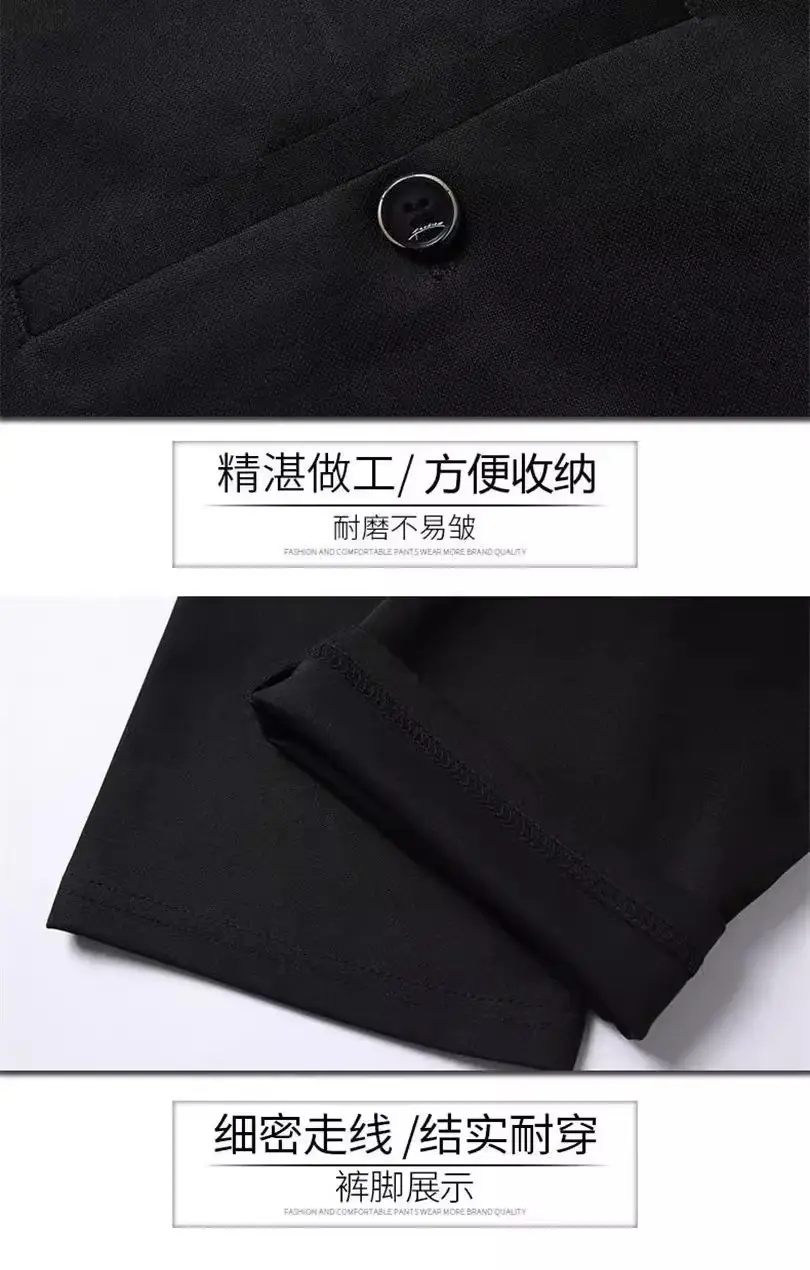 Cross-border Trade fleece-lined Men's Casual Pants Autumn and Winter Thick Loose Straight Anti-wrinkle Elastic Middle-aged Business Pants Long — feature 20