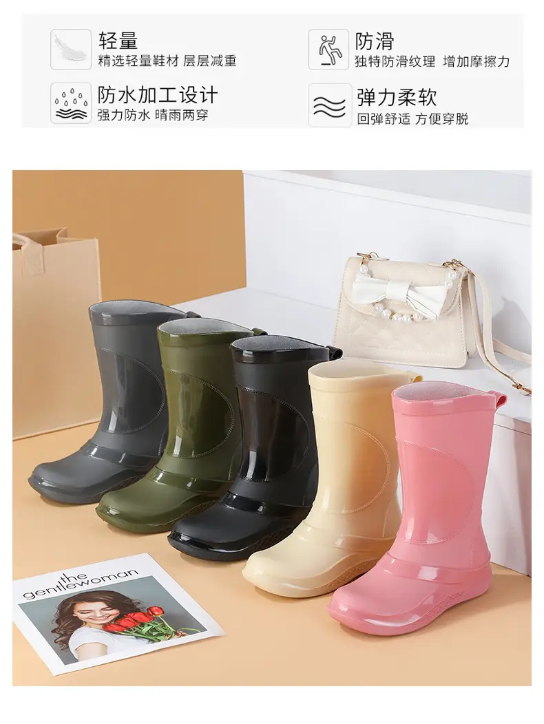 Korean-style Waterproof Women's Mid-Barrel Boots — feature 2