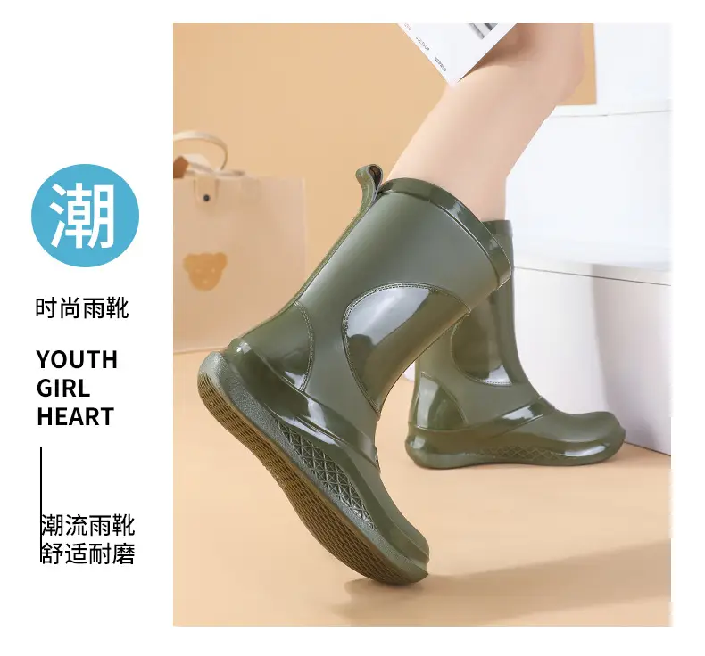 Korean-style Waterproof Women's Mid-Barrel Boots — feature 4
