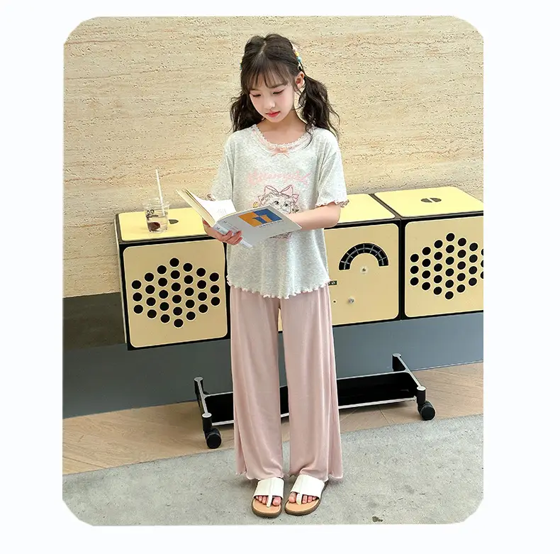 Girls' Pajamas Modal Three-piece Summer Children's Short-sleeved Home Clothes Girls' Big Children's Summer Thin Air-conditioning Clothes — feature 17