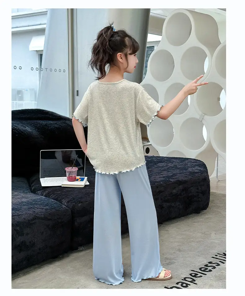 Girls' Pajamas Modal Three-piece Summer Children's Short-sleeved Home Clothes Girls' Big Children's Summer Thin Air-conditioning Clothes — feature 23