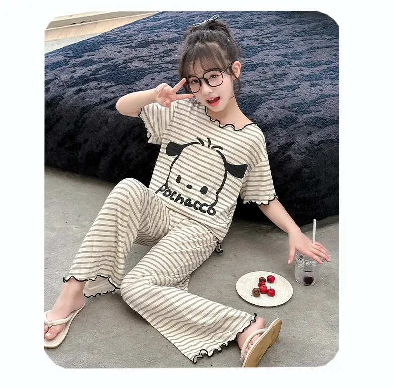 Girls' Pajamas Modal Three-piece Summer Children's Short-sleeved Home Clothes Girls' Big Children's Summer Thin Air-conditioning Clothes — feature 30