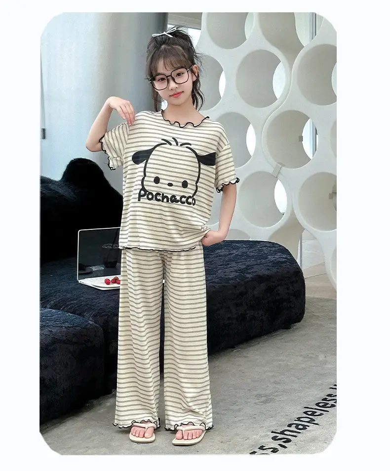 Girls' Pajamas Modal Three-piece Summer Children's Short-sleeved Home Clothes Girls' Big Children's Summer Thin Air-conditioning Clothes — feature 32