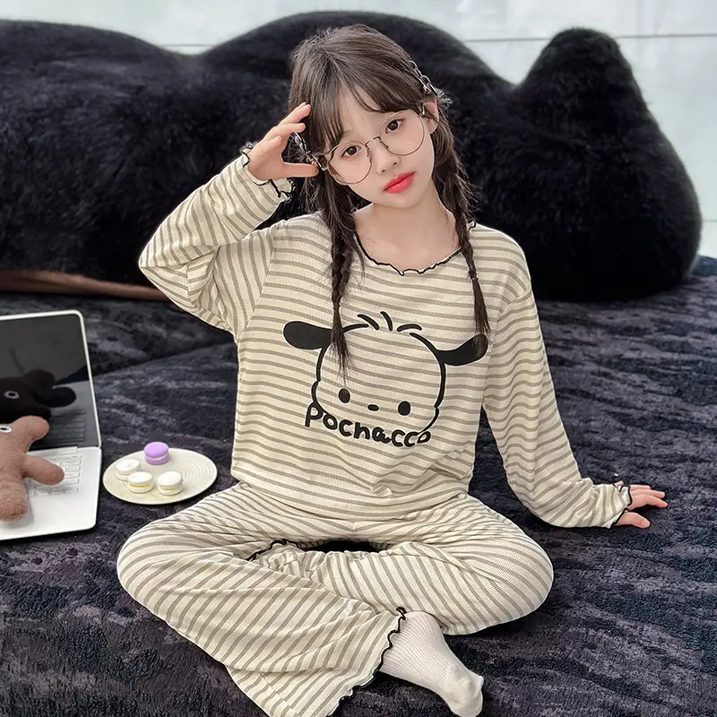 Girls' Pajamas Modal Three-piece Summer Children's Short-sleeved Home Clothes Girls' Big Children's Summer Thin Air-conditioning Clothes