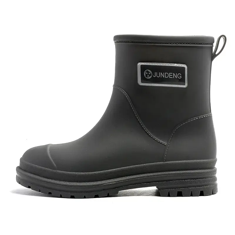 Fashionable All-match Women's Mid-length Rain Boots Outer Wear Waterproof fleece-lined Warm Adult Rain Boots Kitchen Non-slip Work Water Shoes - Image 13