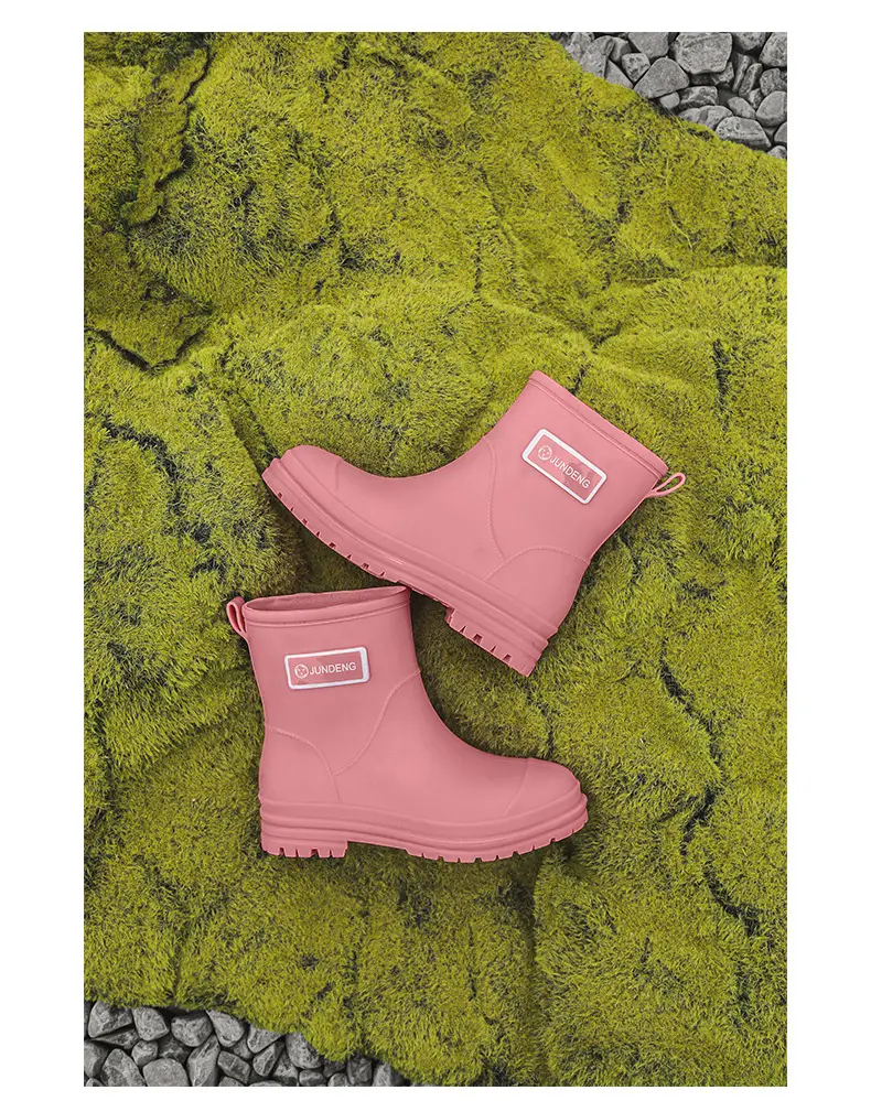 Fashionable All-match Women's Mid-length Rain Boots Outer Wear Waterproof fleece-lined Warm Adult Rain Boots Kitchen Non-slip Work Water Shoes — feature 20