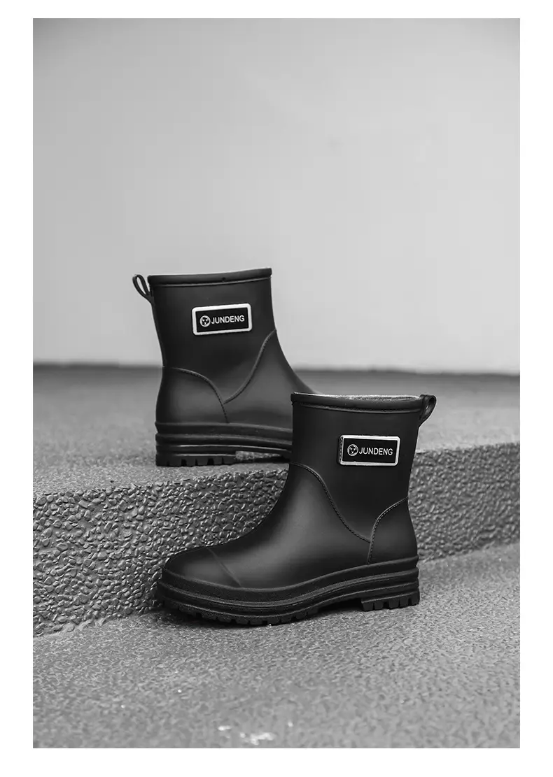 Fashionable All-match Women's Mid-length Rain Boots Outer Wear Waterproof fleece-lined Warm Adult Rain Boots Kitchen Non-slip Work Water Shoes — feature 27
