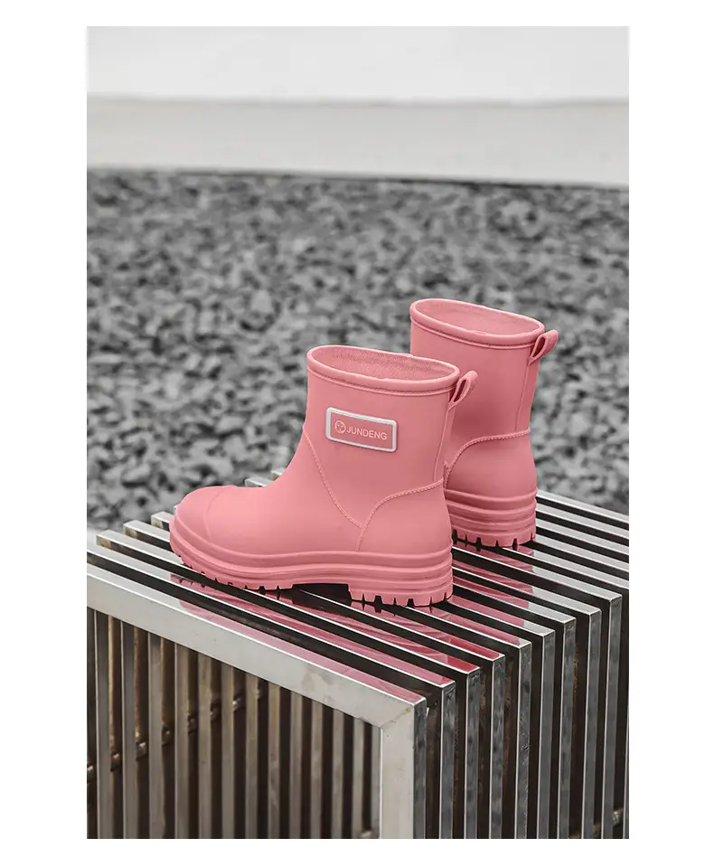 Fashionable All-match Women's Mid-length Rain Boots Outer Wear Waterproof fleece-lined Warm Adult Rain Boots Kitchen Non-slip Work Water Shoes — feature 30