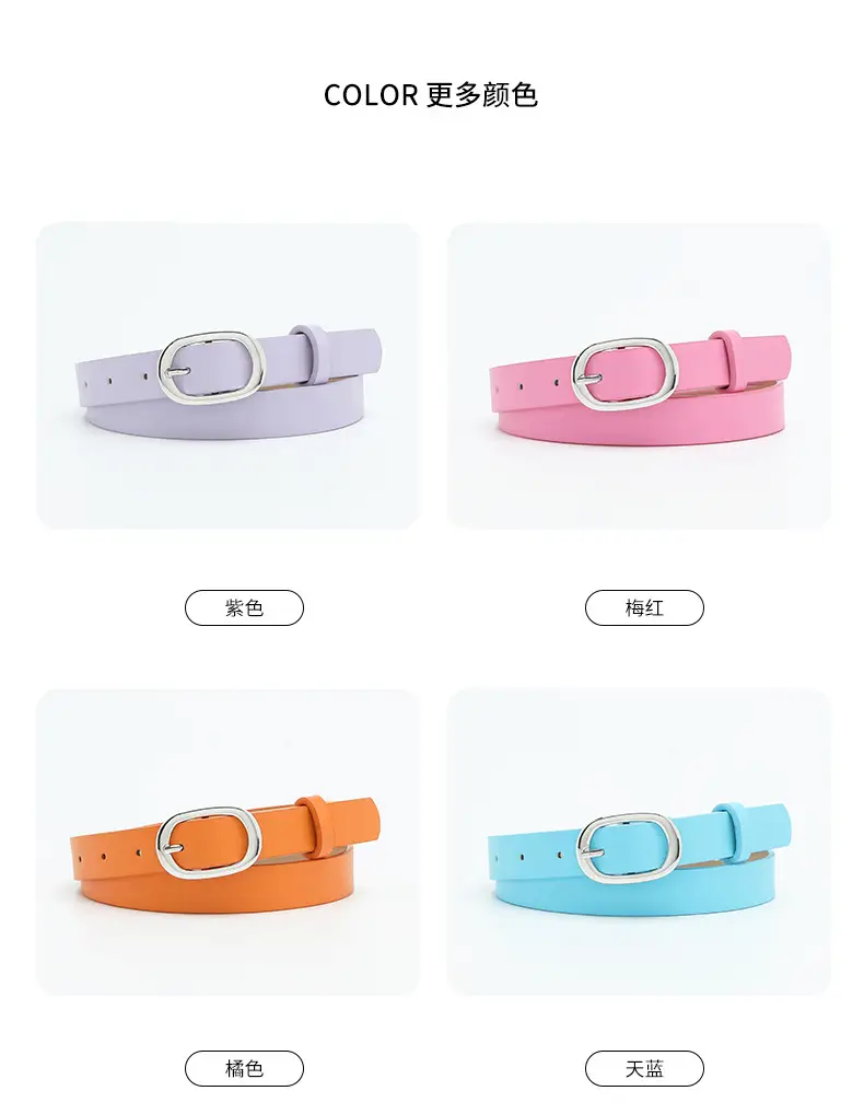 New Women's Belt Oval Silver Buckle All-match — feature 36