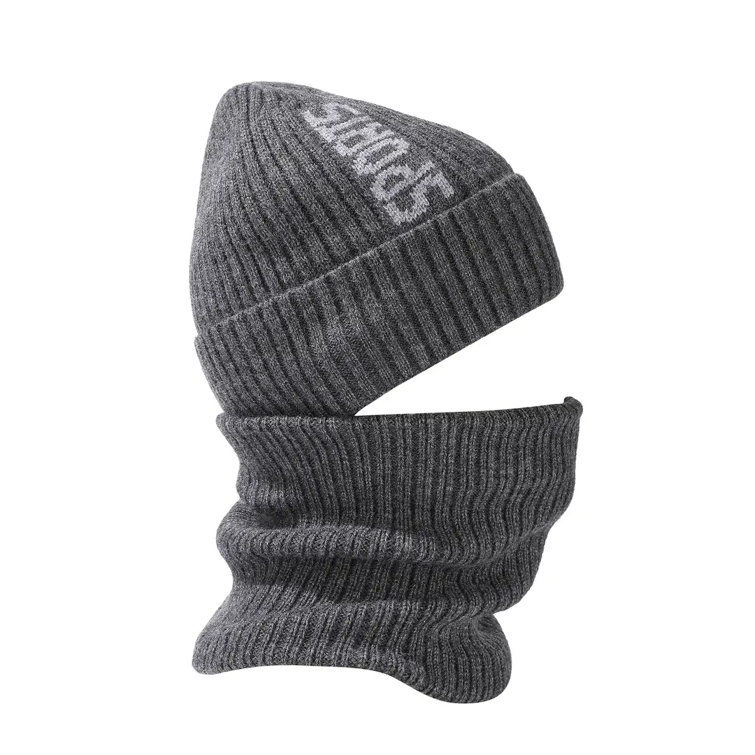 Cross-Border Winter Fleece-Lined Warm Neck Gaiter Two-Piece Set for Outdoor Cycling, Cold-Proof Ear Protection, Knitted Hat for Outdoor Cold Protection