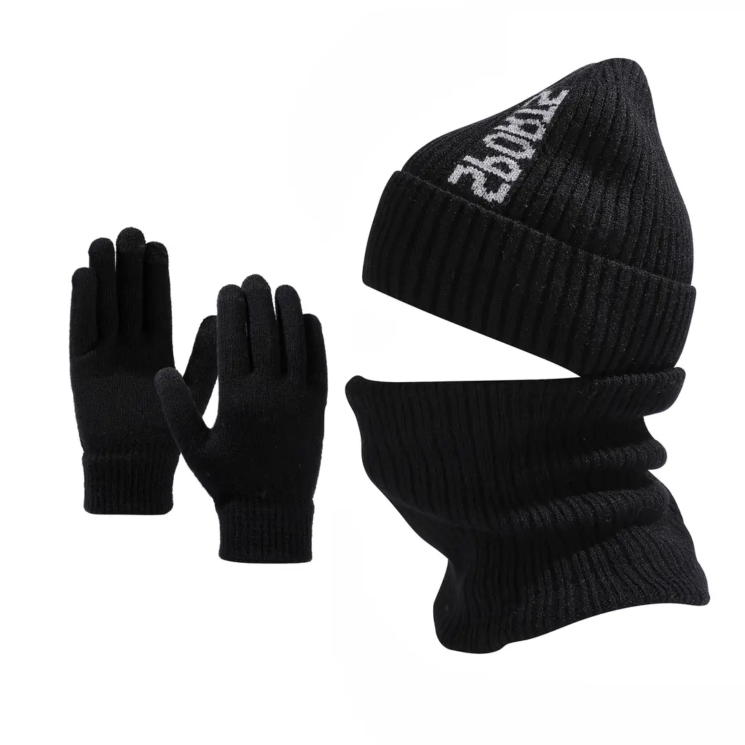 Cross-Border Winter Fleece-Lined Warm Neck Gaiter Two-Piece Set for Outdoor Cycling, Cold-Proof Ear Protection, Knitted Hat for Outdoor Cold Protection