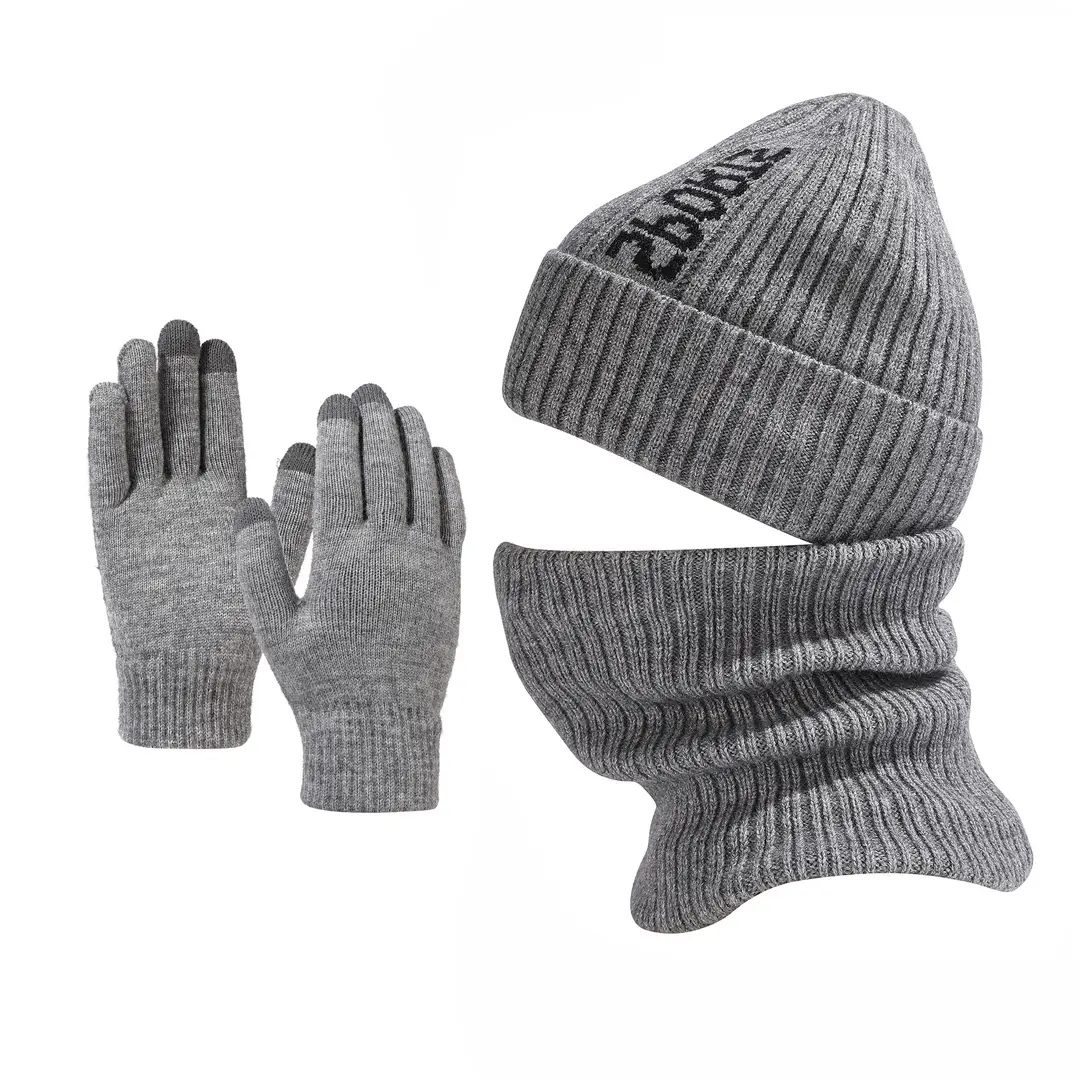 Cross-Border Winter Fleece-Lined Warm Neck Gaiter Two-Piece Set for Outdoor Cycling, Cold-Proof Ear Protection, Knitted Hat for Outdoor Cold Protection