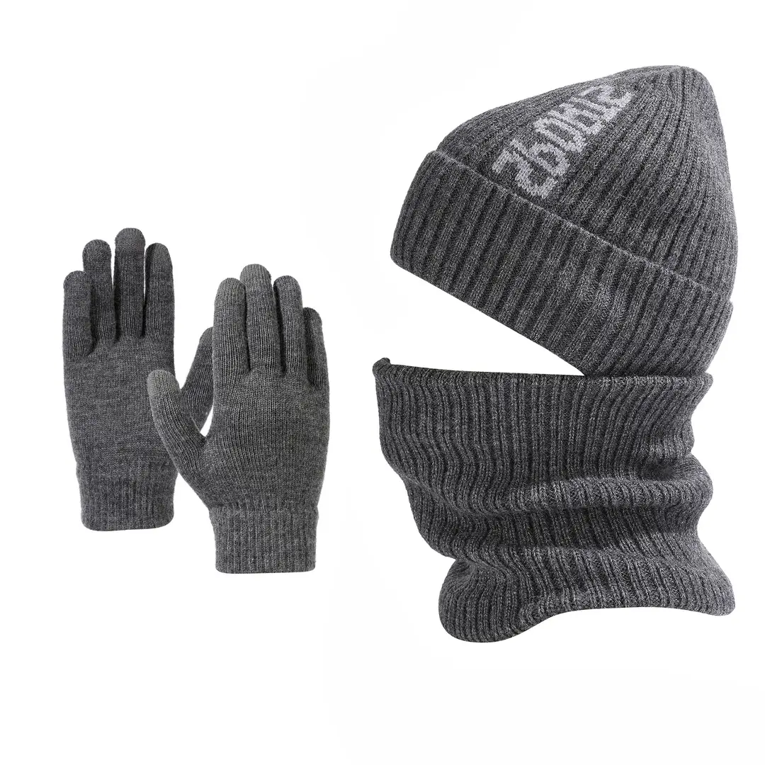 Cross-Border Winter Fleece-Lined Warm Neck Gaiter Two-Piece Set for Outdoor Cycling, Cold-Proof Ear Protection, Knitted Hat for Outdoor Cold Protection