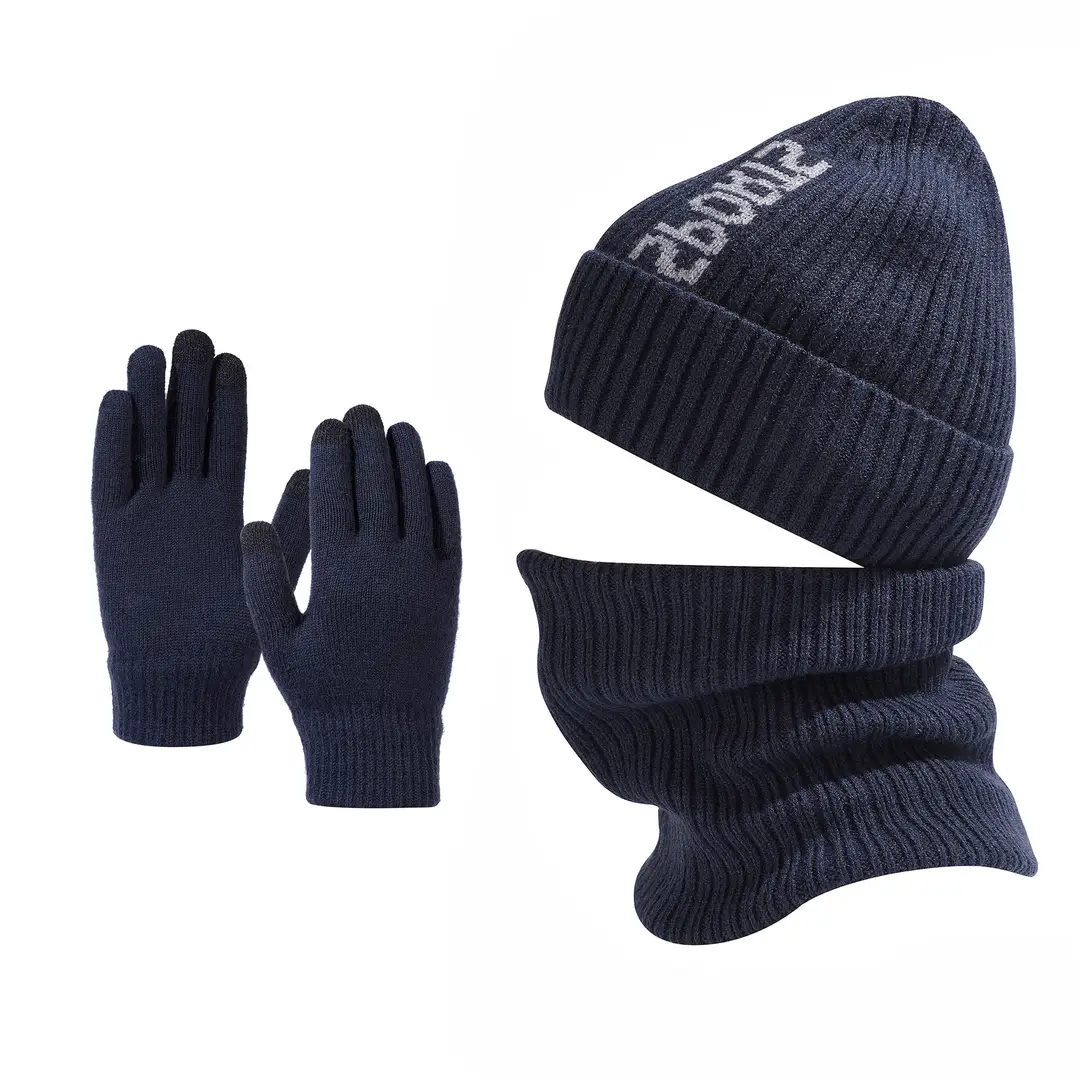 Cross-Border Winter Fleece-Lined Warm Neck Gaiter Two-Piece Set for Outdoor Cycling, Cold-Proof Ear Protection, Knitted Hat for Outdoor Cold Protection