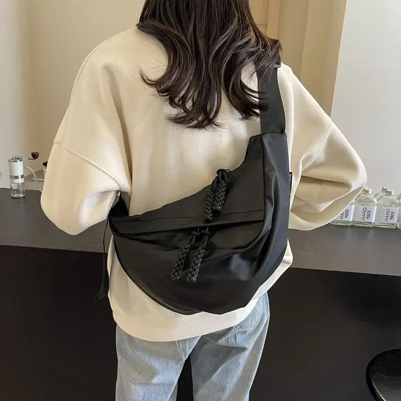 Black Canvas Crossbody Bag Large Capacity Women - Image 3