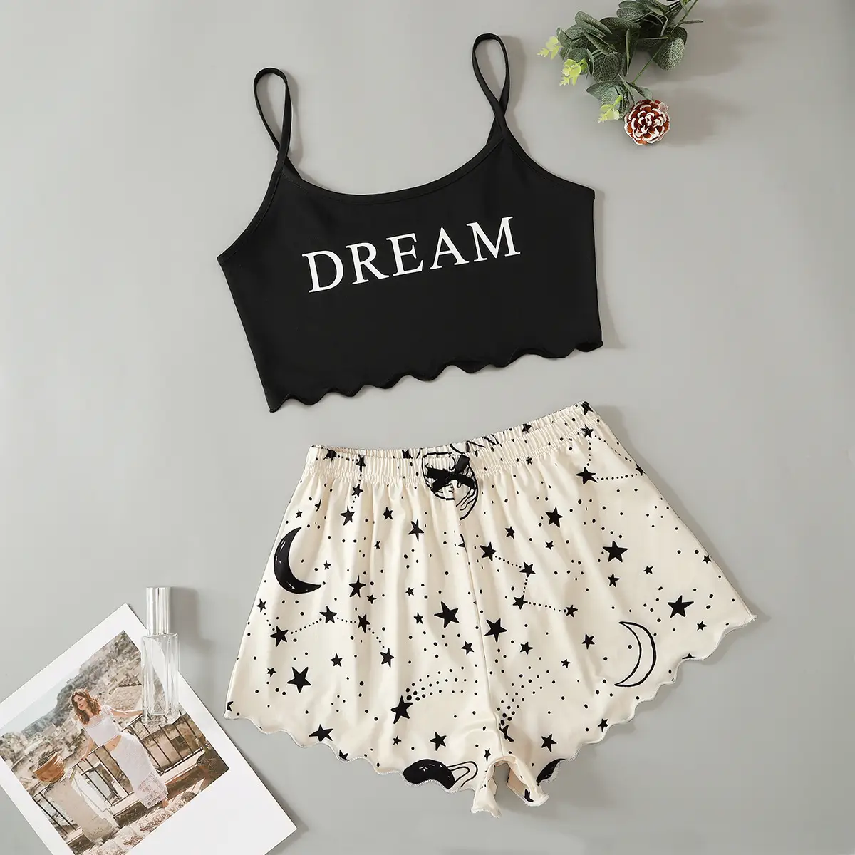 Women's 2024 Dream Vest Shorts Set Black Red - Image 7