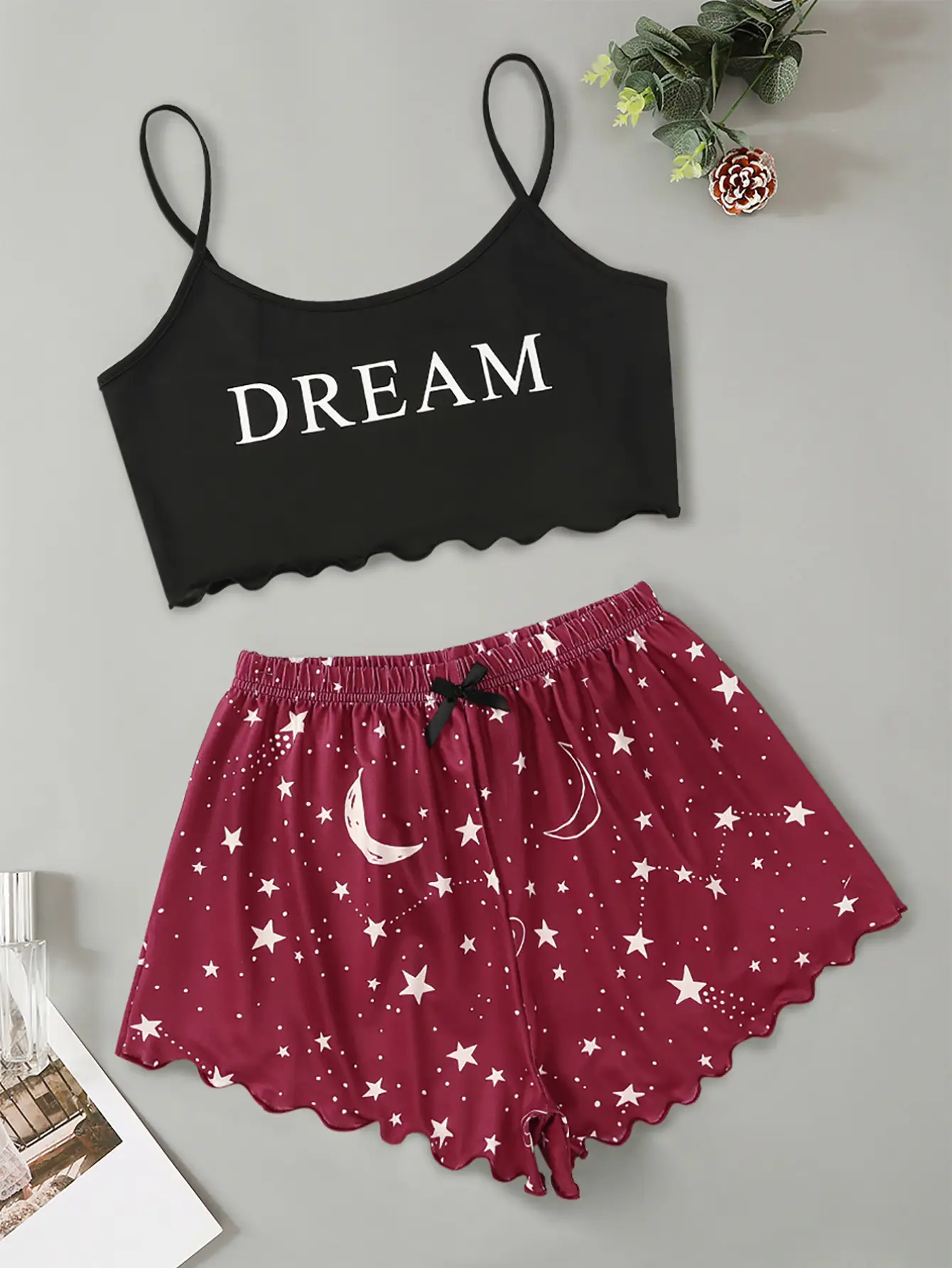 Women's 2024 Dream Vest Shorts Set Black Red — feature 16
