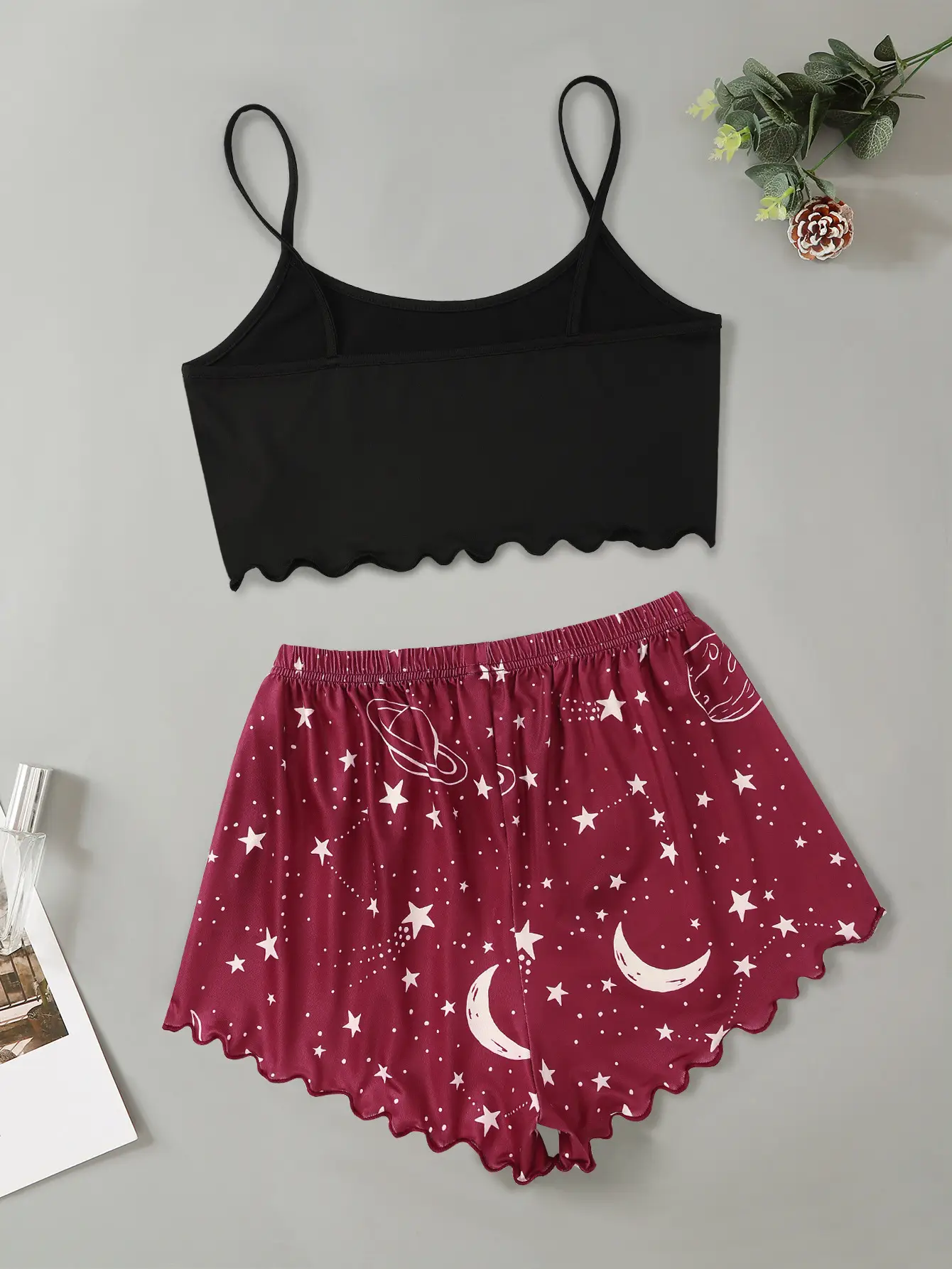 Women's 2024 Dream Vest Shorts Set Black Red — feature 17