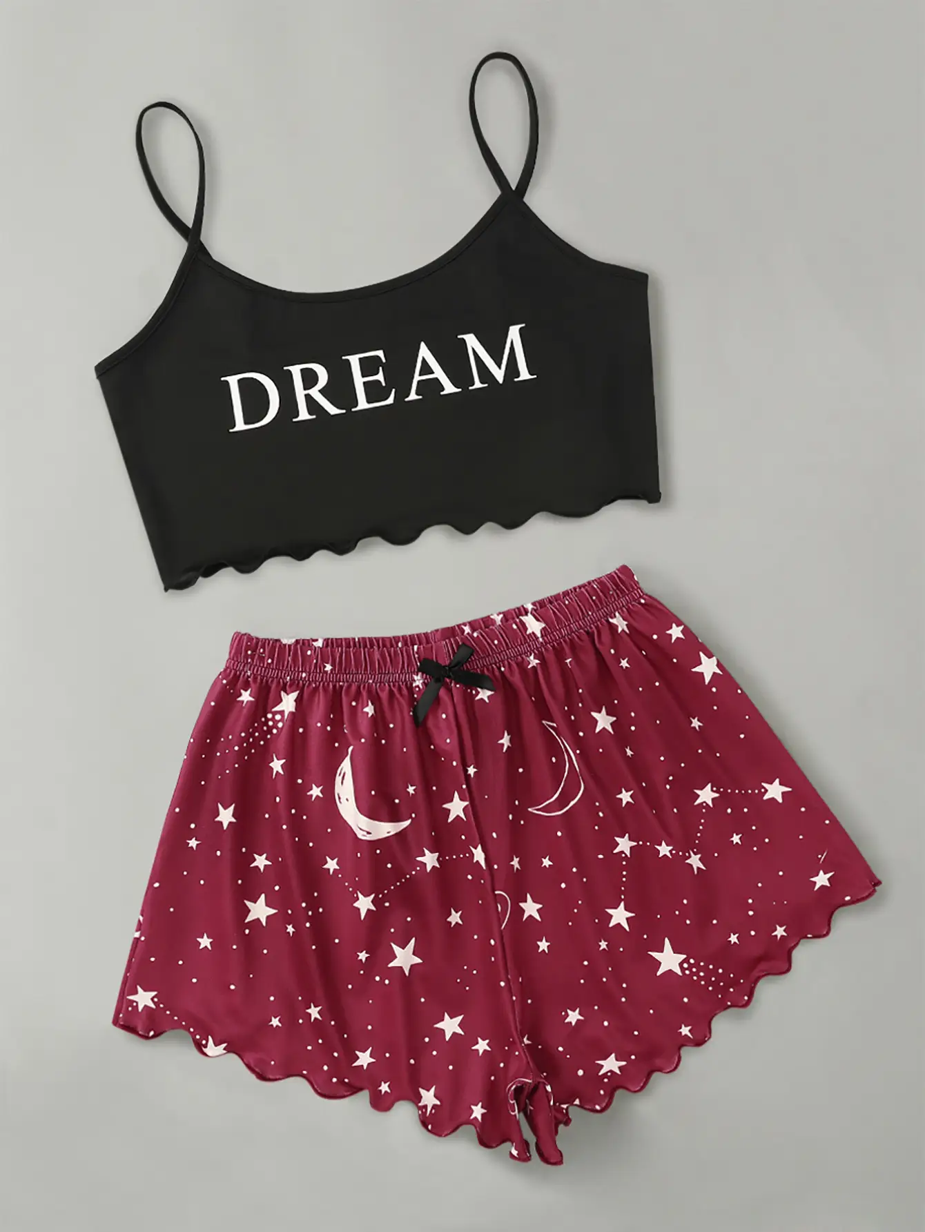 Women's 2024 Dream Vest Shorts Set Black Red — feature 18