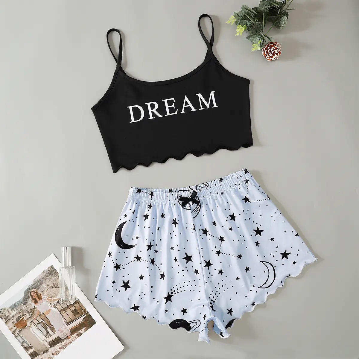 Women's 2024 Dream Vest Shorts Set Black Red — feature 21