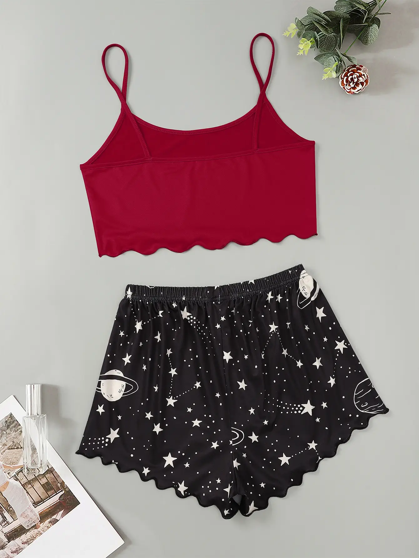 Women's 2024 Dream Vest Shorts Set Black Red — feature 26