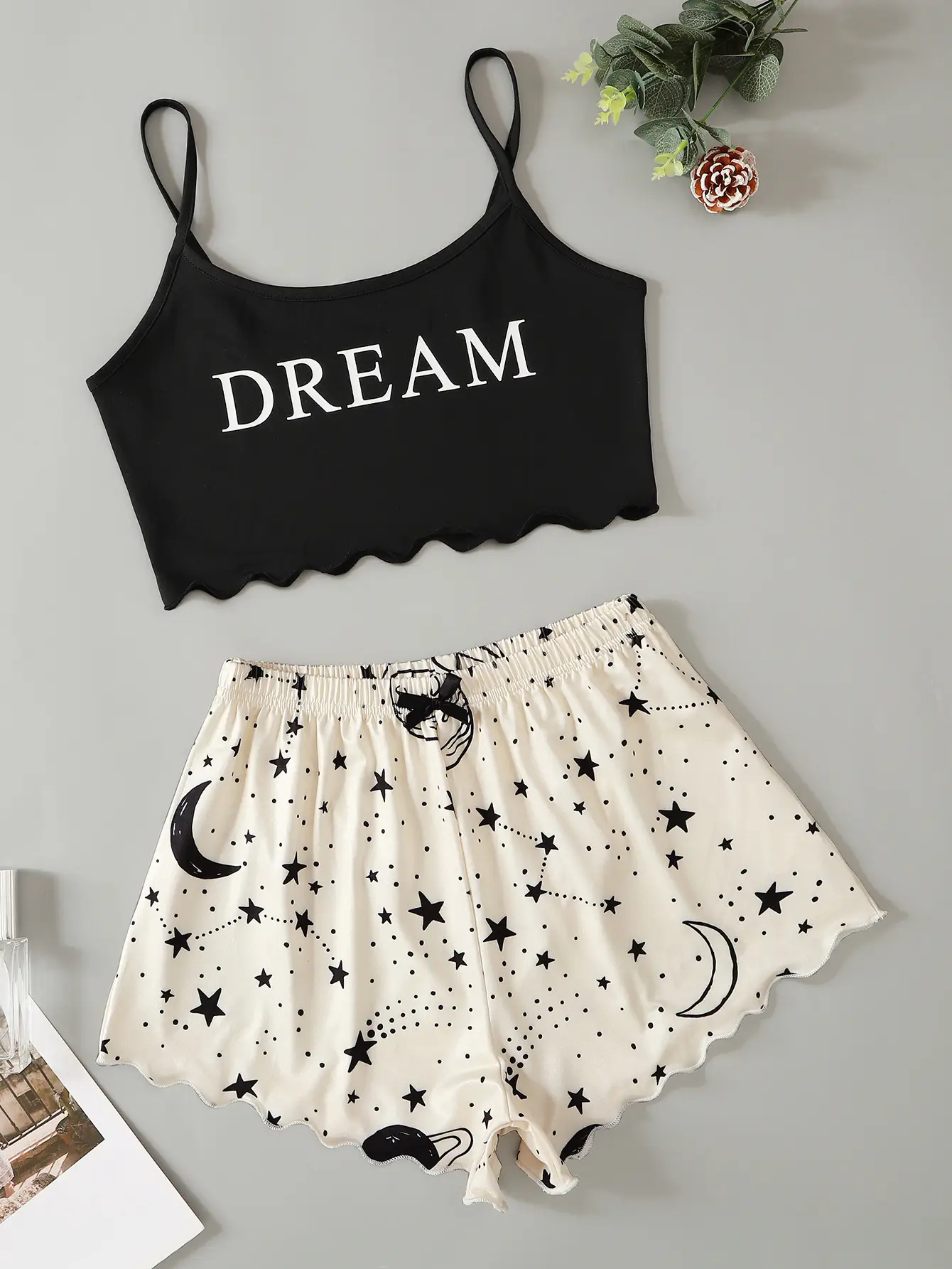 Women's 2024 Dream Vest Shorts Set Black Red — feature 5