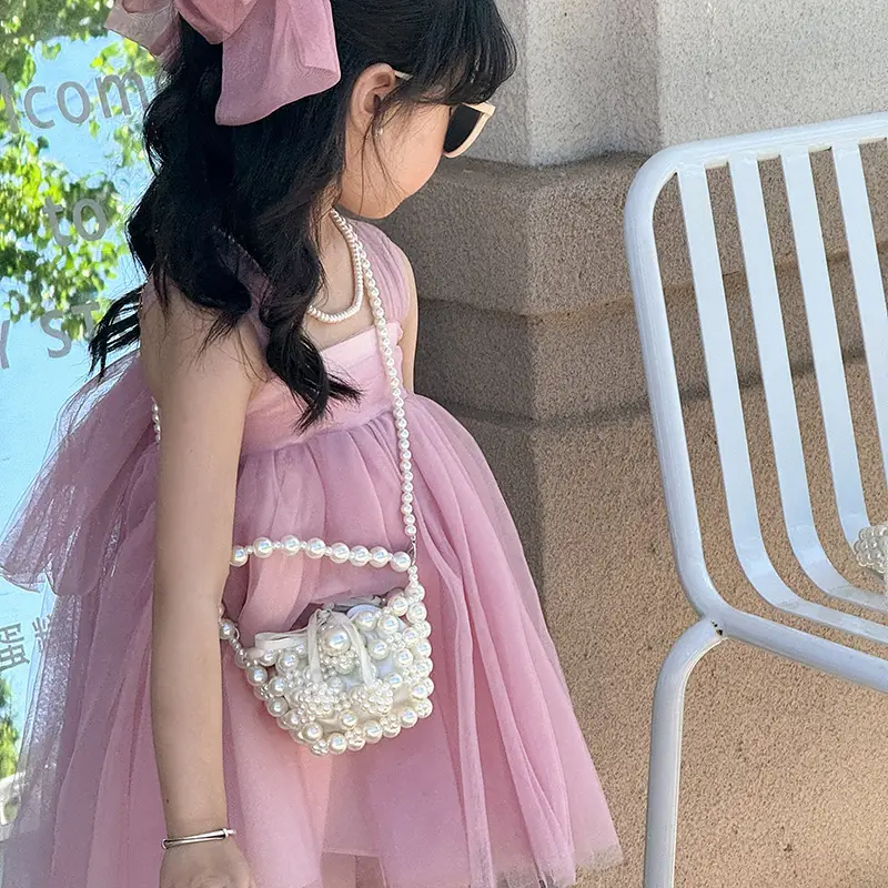 Pink Pearl Princess Shoulder Bag for Girls Boys Summer New - Image 5