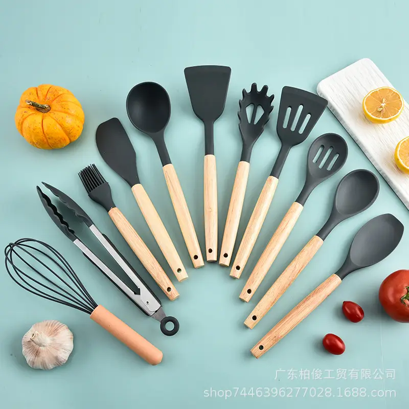 Silicone 12-Piece Kitchen Utensil Set, Non-Stick, High Temperature Resistant, Food-Grade Silicone Kitchen Cooking Tool Set for Home Use