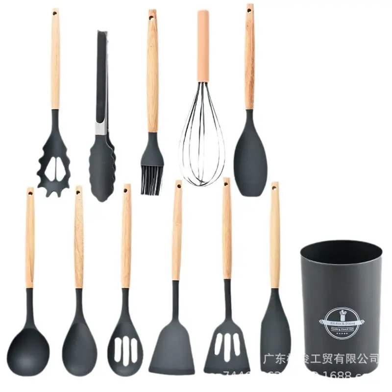 Silicone 12-Piece Kitchen Utensil Set, Non-Stick, High Temperature Resistant, Food-Grade Silicone Kitchen Cooking Tool Set for Home Use