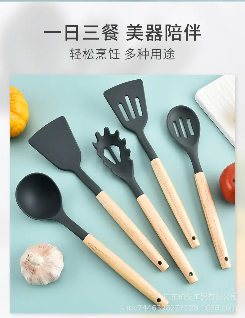 Silicone 12-Piece Kitchen Utensil Set, Non-Stick, High Temperature Resistant, Food-Grade Silicone Kitchen Cooking Tool Set for Home Use — feature 2