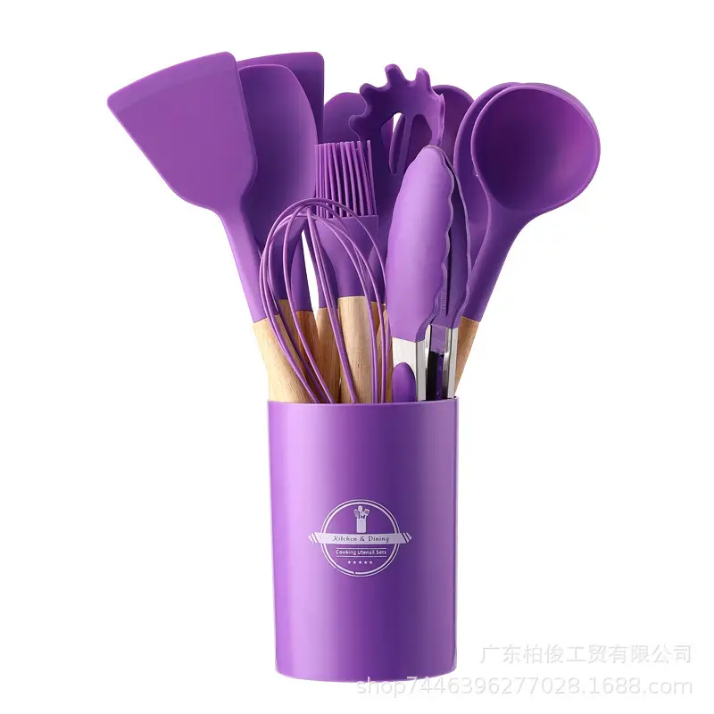 Silicone 12-Piece Kitchen Utensil Set, Non-Stick, High Temperature Resistant, Food-Grade Silicone Kitchen Cooking Tool Set for Home Use