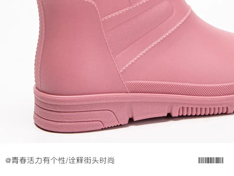 New Rain Boots Fashion Women's Rain Boots Outer Wear Adult Middle Tube Non-slip Soft Bottom Water Shoes Kitchen Work Waterproof Rubber Shoes — feature 19