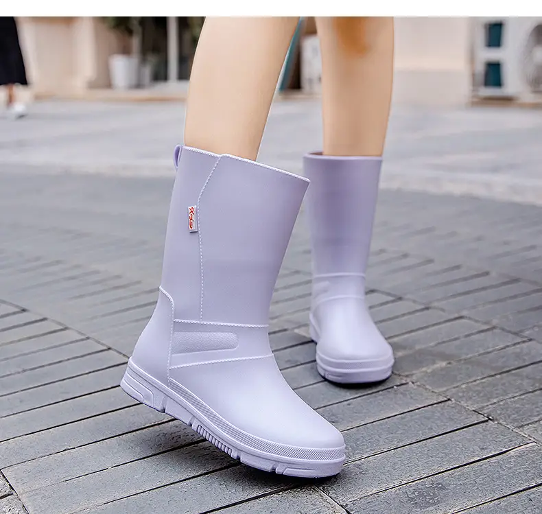 New Rain Boots Fashion Women's Rain Boots Outer Wear Adult Middle Tube Non-slip Soft Bottom Water Shoes Kitchen Work Waterproof Rubber Shoes — feature 6